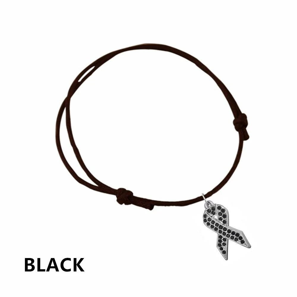 Rhinestone Ribbon Charm on Adjustable Bracelet