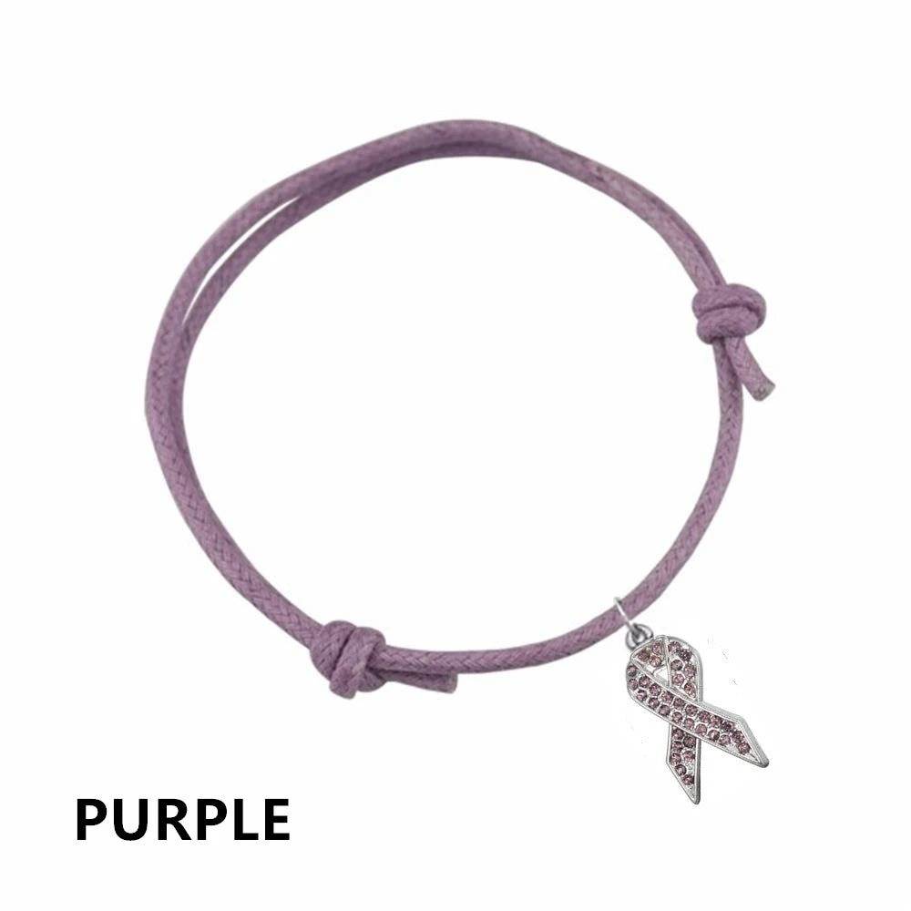 Rhinestone Ribbon Charm on Adjustable Bracelet