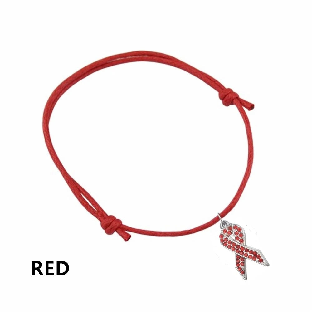 Rhinestone Ribbon Charm on Adjustable Bracelet