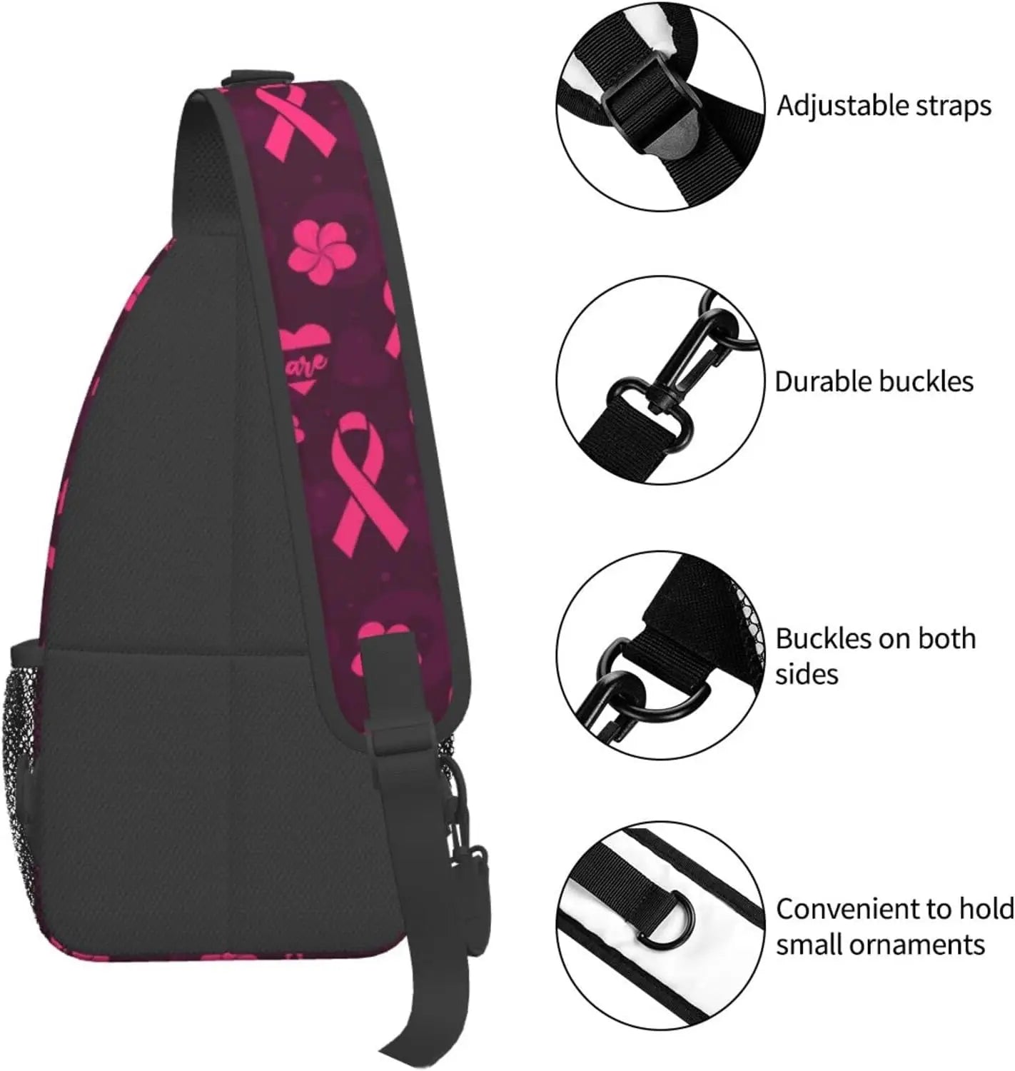 Breast Cancer Pink Awareness Sling Bag Backpack