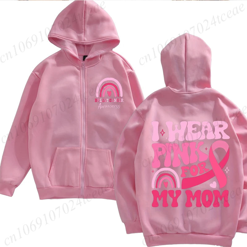 Zip Up Hoodie ~ I Wear Pink for Breast Cancer ~ S, M, L
