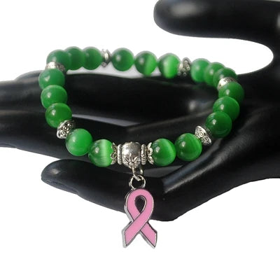 Elegant Breast Cancer Pink Ribbon Bracelet