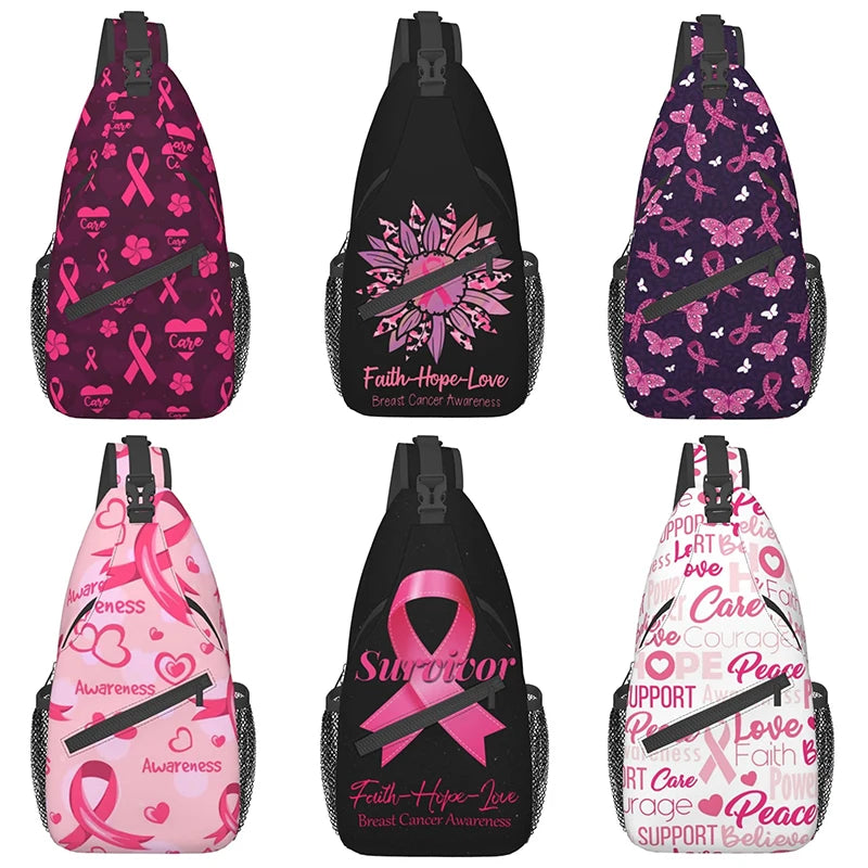 Breast Cancer Pink Awareness Sling Bag Backpack