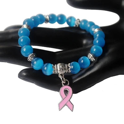 Elegant Breast Cancer Pink Ribbon Bracelet