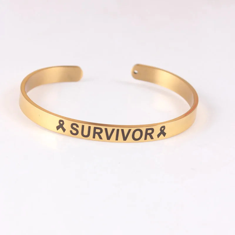 Breast Cancer Awareness Cuff Bracelet Fighter~Survivor