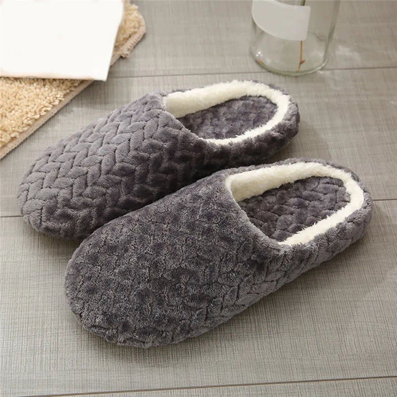 Comfy Warm Herringbone Weave Slippers