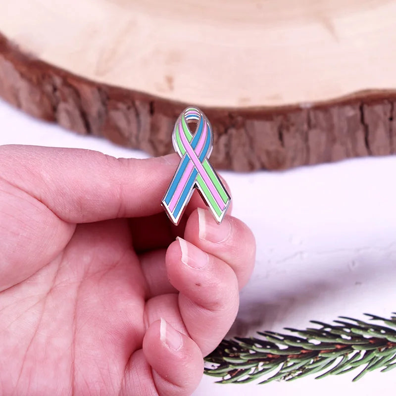 Metastatic Breast Cancer Awareness Ribbon Enamel Pin ~ GO THRIVERS!