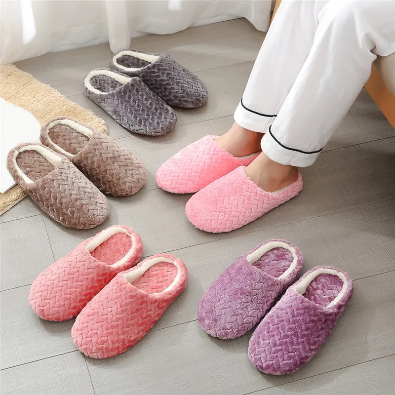 Comfy Warm Herringbone Weave Slippers