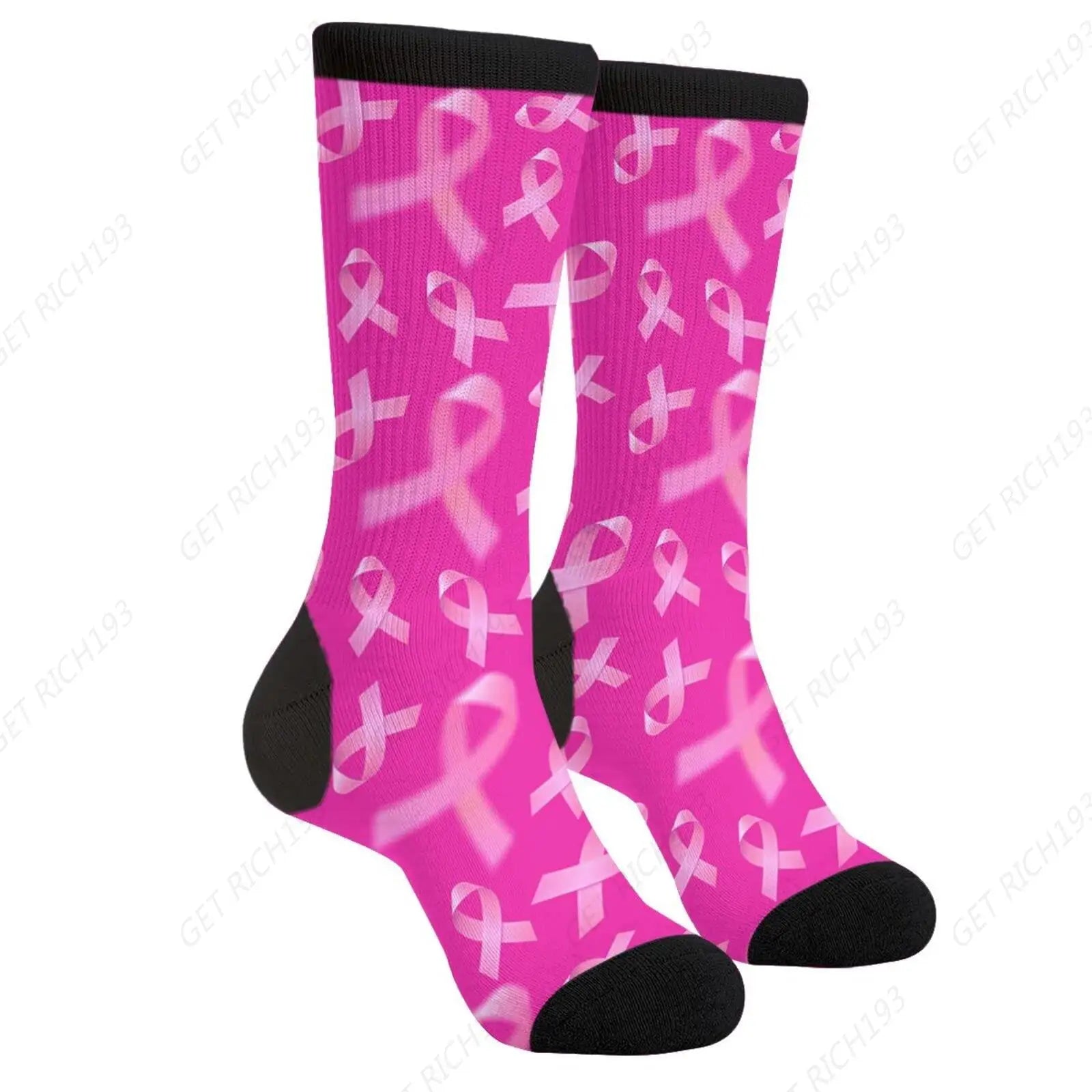 Ribbons Hearts Flowers Breast Cancer Socks