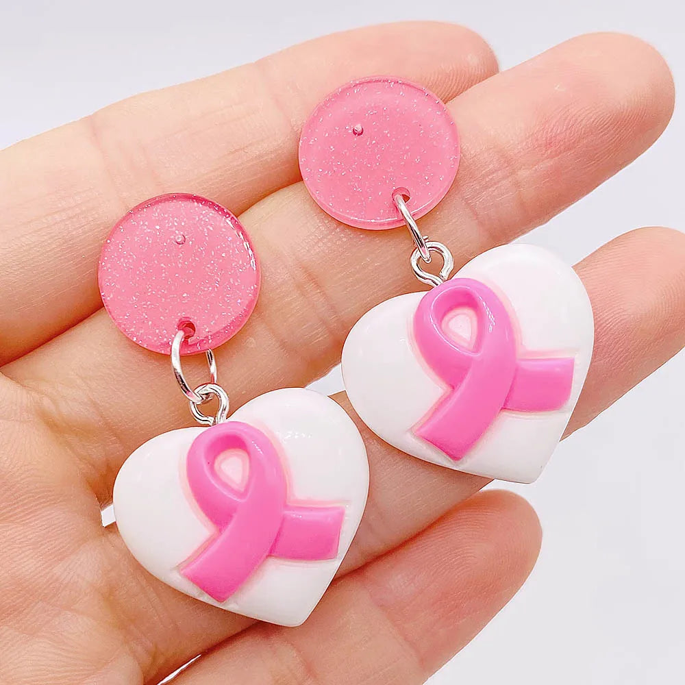 Breast Cancer Ribbon Earrings. Show your support by wearing these heartwarming earrings