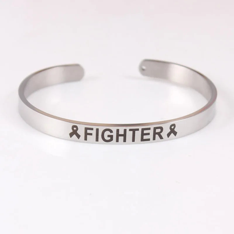 Breast Cancer Awareness Cuff Bracelet Fighter~Survivor