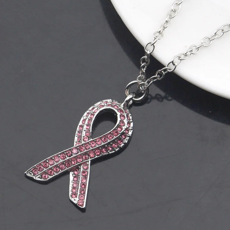 Breast Cancer Awareness Pink Ribbon Necklace