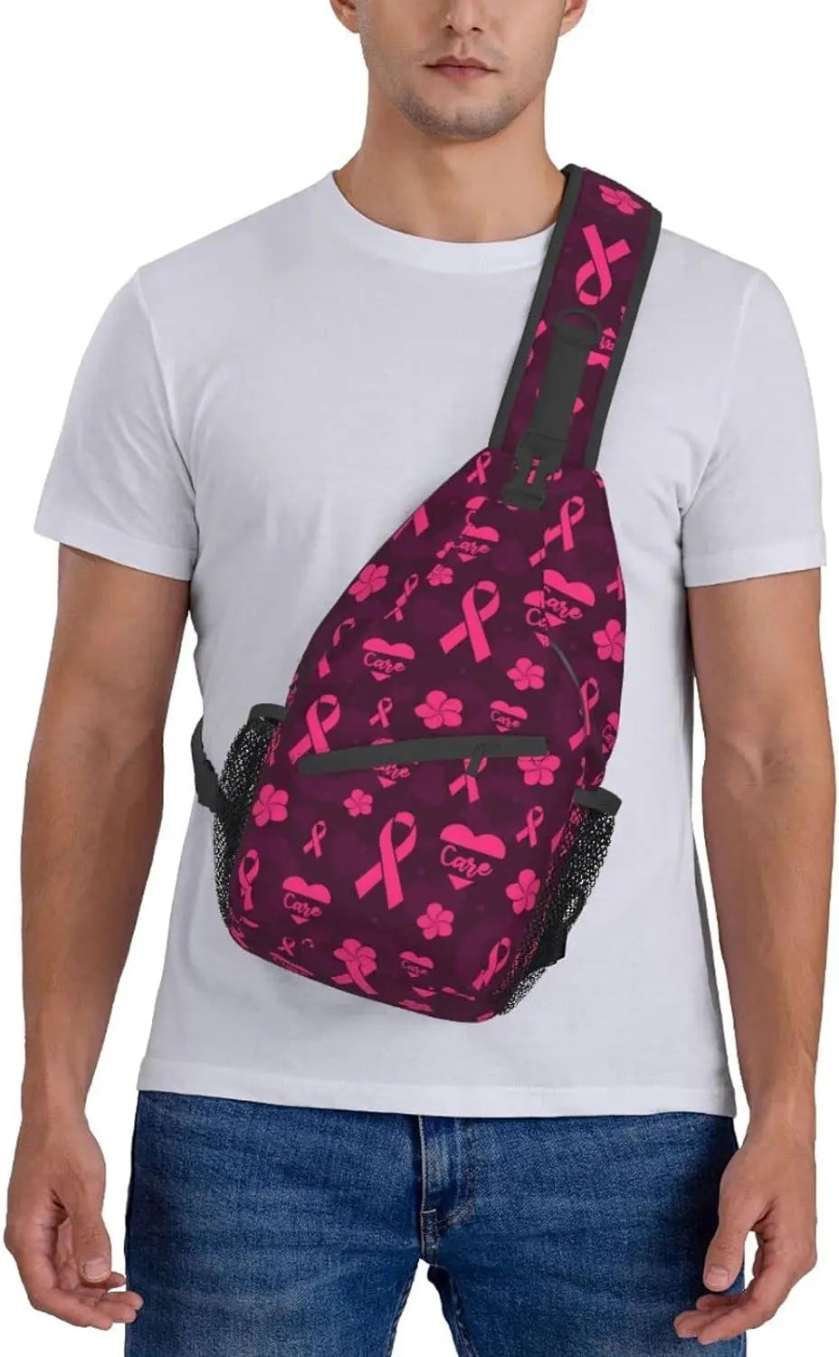 Breast Cancer Pink Awareness Sling Bag Backpack