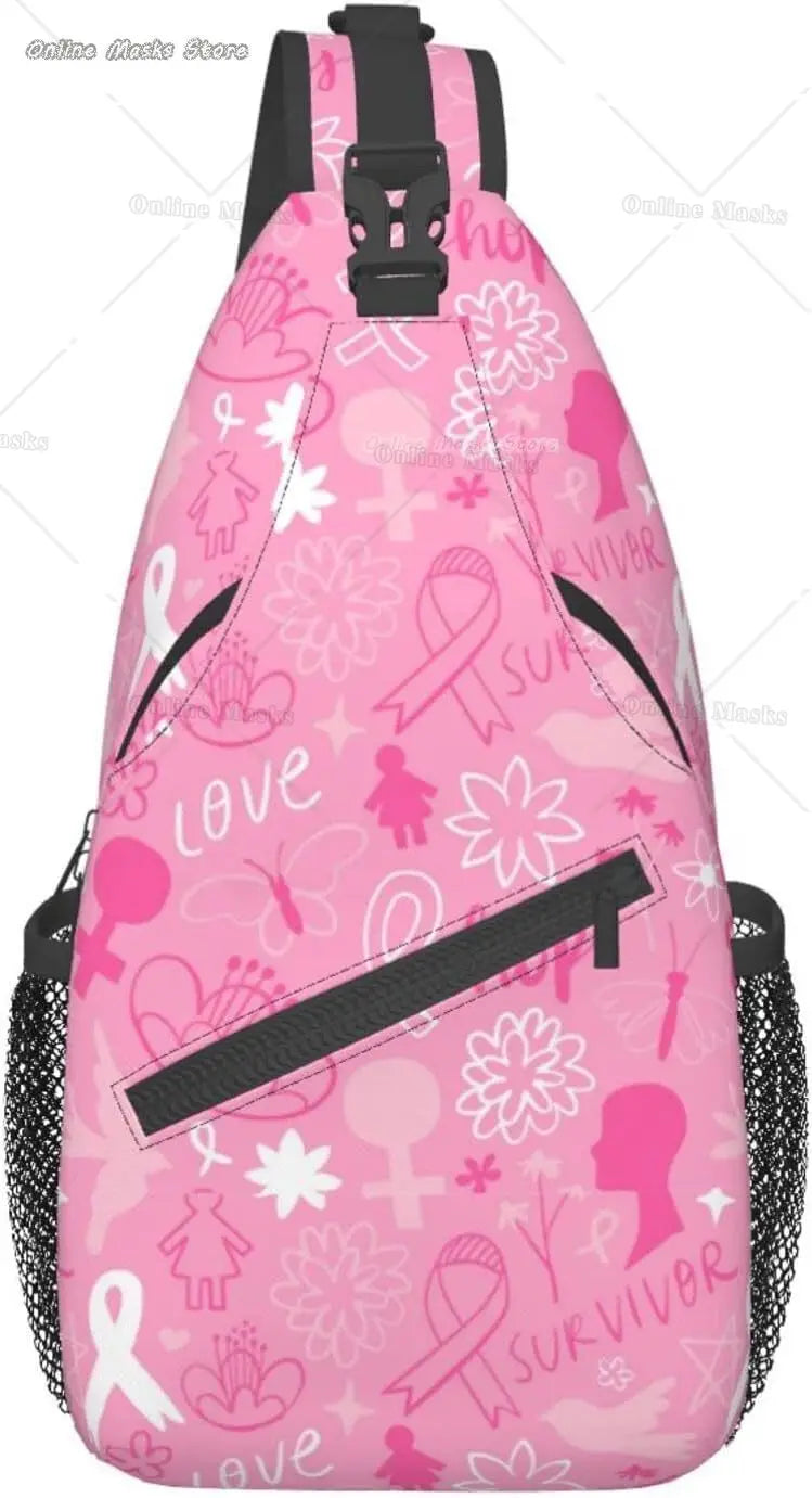 Breast Cancer Pink Awareness Sling Bag Backpack