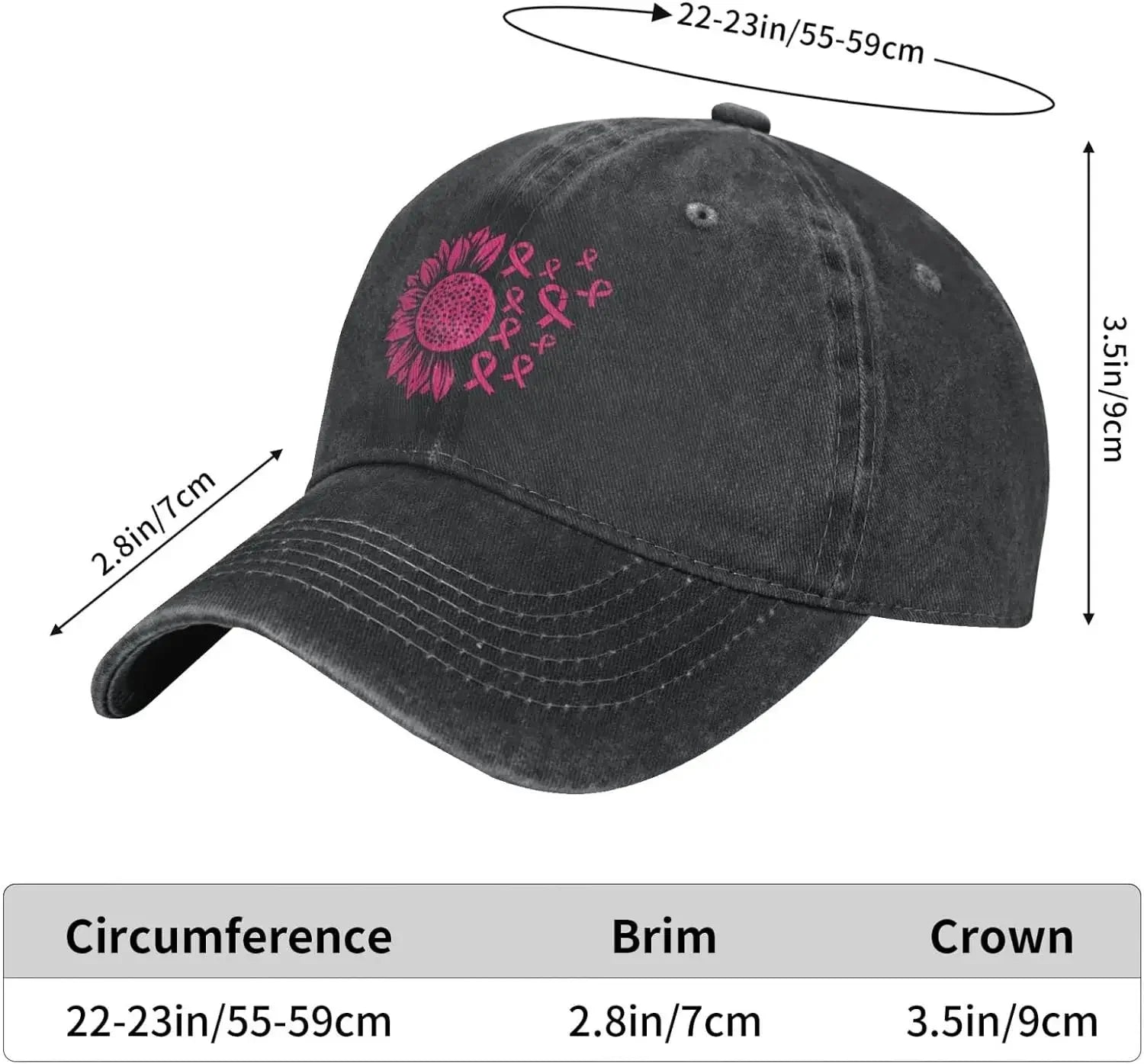 Sunflowers and Pink Ribbons Baseball Cap - What a great combo!