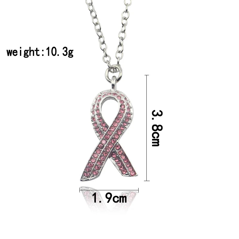 Breast Cancer Awareness Pink Ribbon Necklace