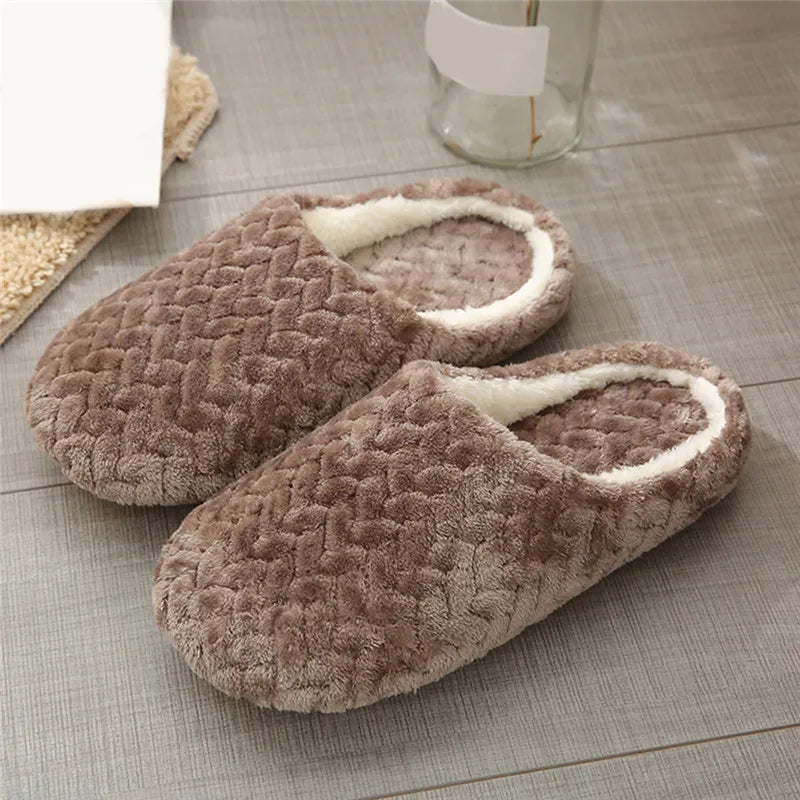 Comfy Warm Herringbone Weave Slippers