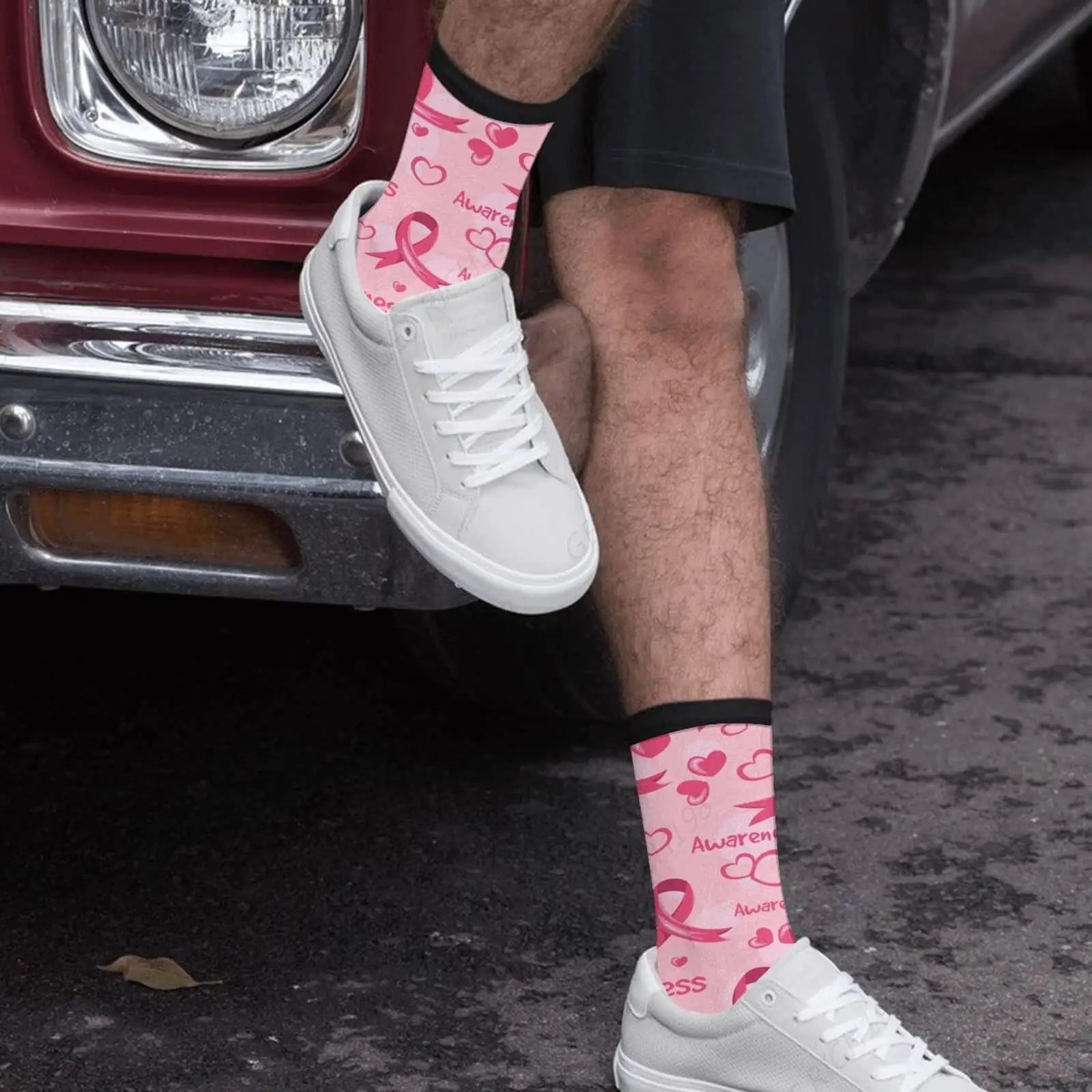 Ribbons Hearts Flowers Breast Cancer Socks