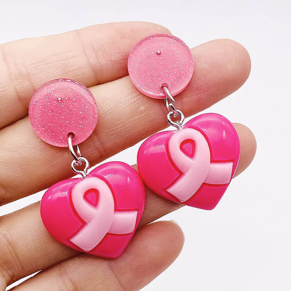 Breast Cancer Ribbon Earrings. Show your support by wearing these heartwarming earrings