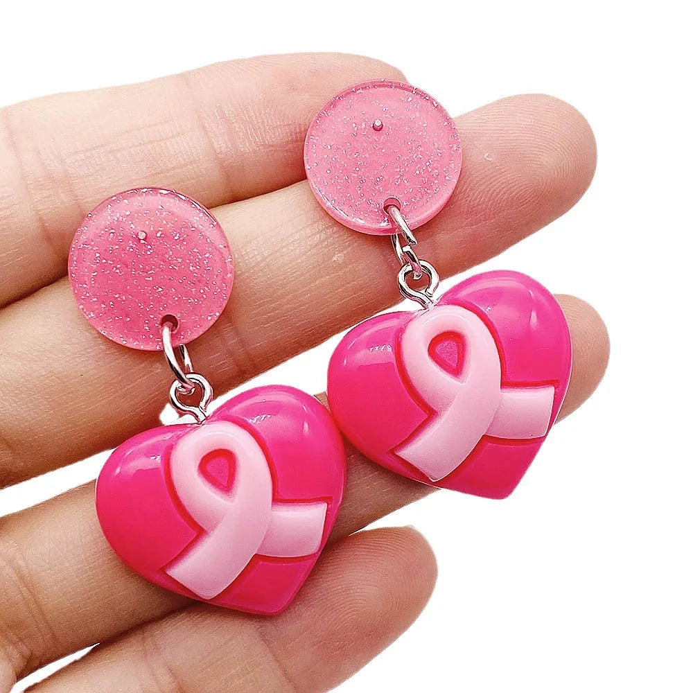 Breast Cancer Ribbon Earrings. Show your support by wearing these heartwarming earrings