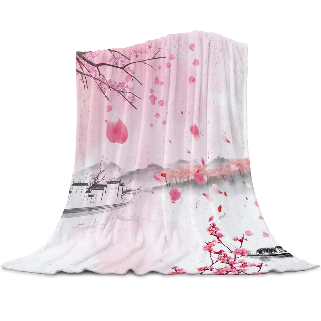 Cherry Blossoms or Plum Branches are Beautiful Year Round on these Snuggly Warm Blankets