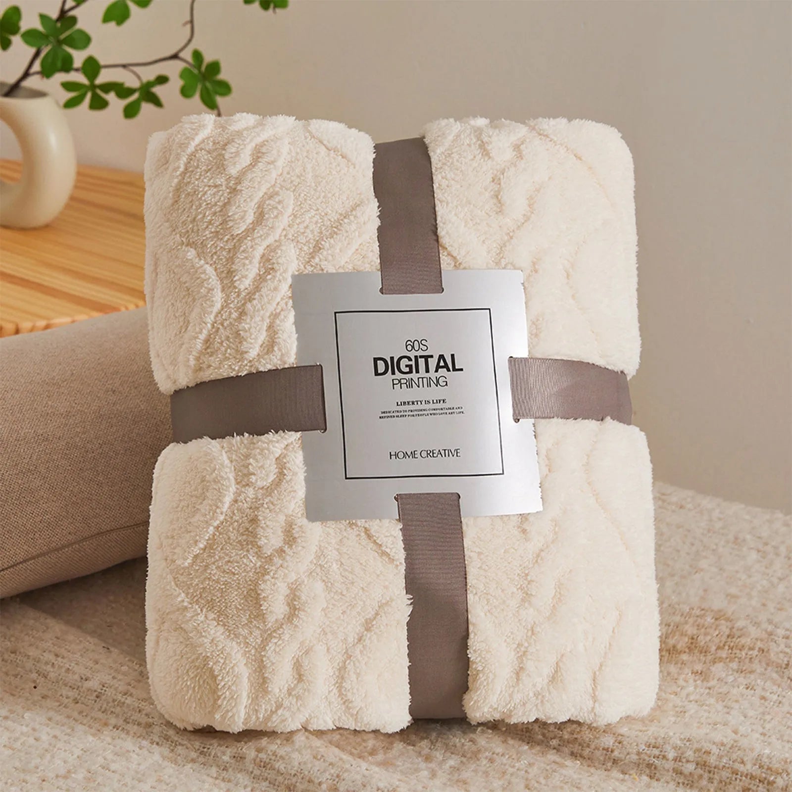 Cozy and wonderfully soft throw blanket. Warm and comfy!