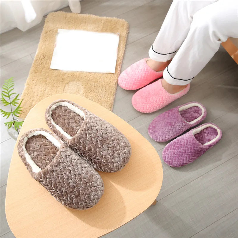 Comfy Warm Herringbone Weave Slippers