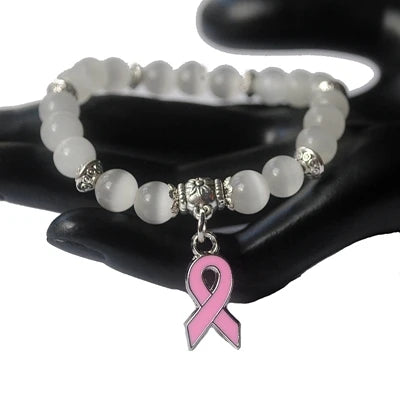 Elegant Breast Cancer Pink Ribbon Bracelet