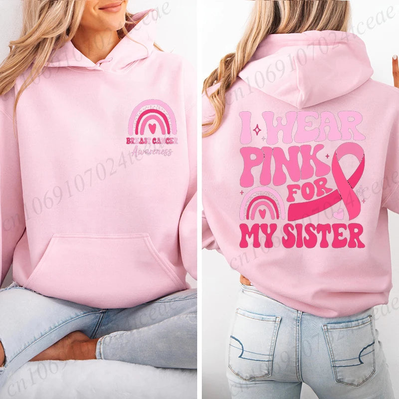 I Wear Pink Breat Cancer Hoodie ~ S, M, L