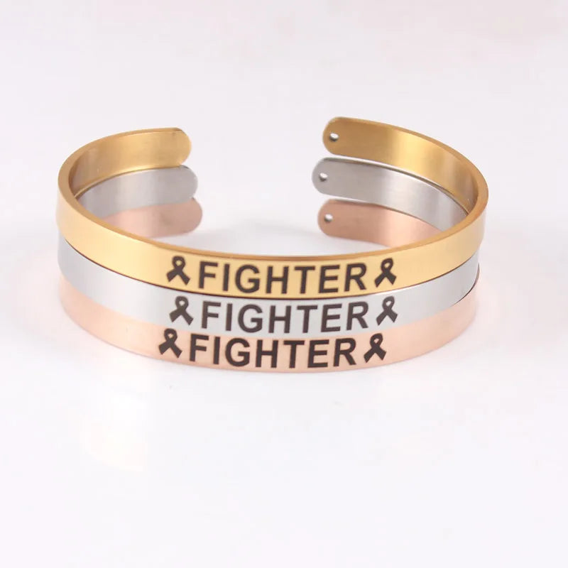 Breast Cancer Awareness Cuff Bracelet Fighter~Survivor
