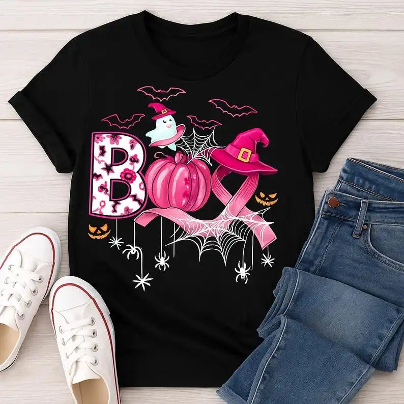 Breast Cancer Boo and Pink Pumpkin Tshirts