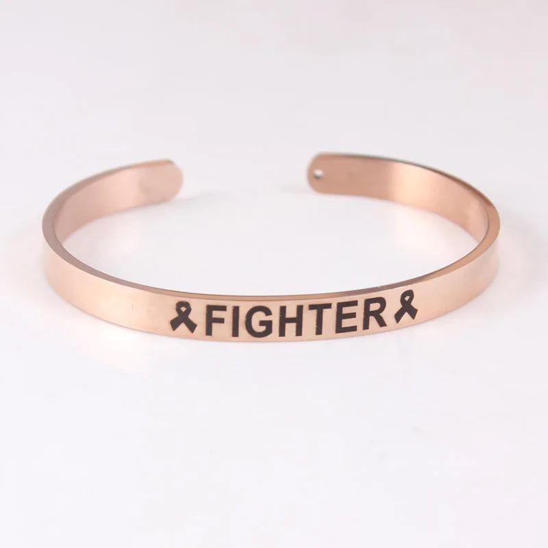 Breast Cancer Awareness Cuff Bracelet Fighter~Survivor
