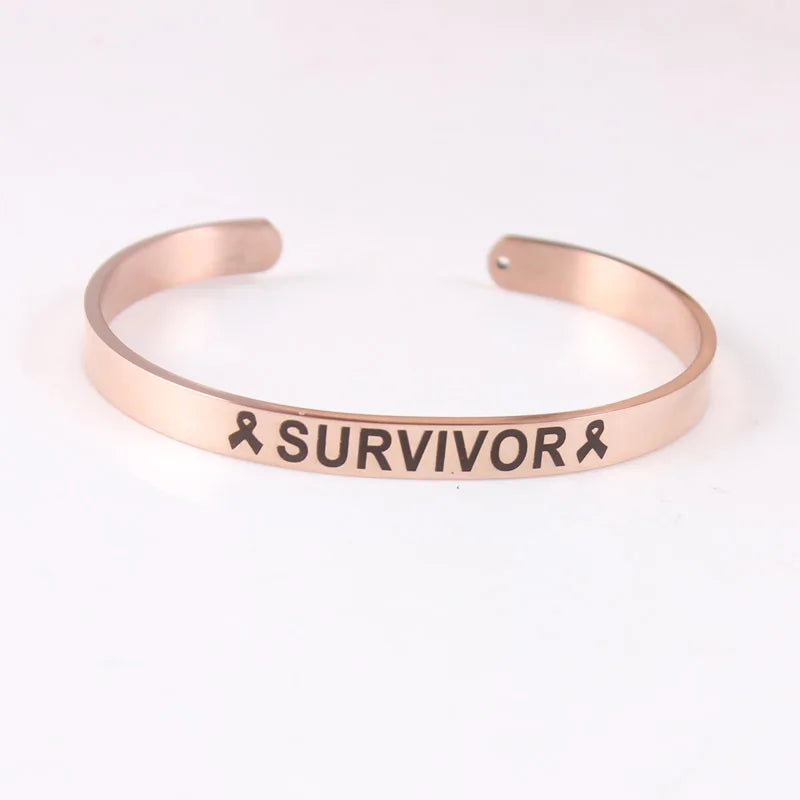 Breast Cancer Awareness Cuff Bracelet Fighter~Survivor