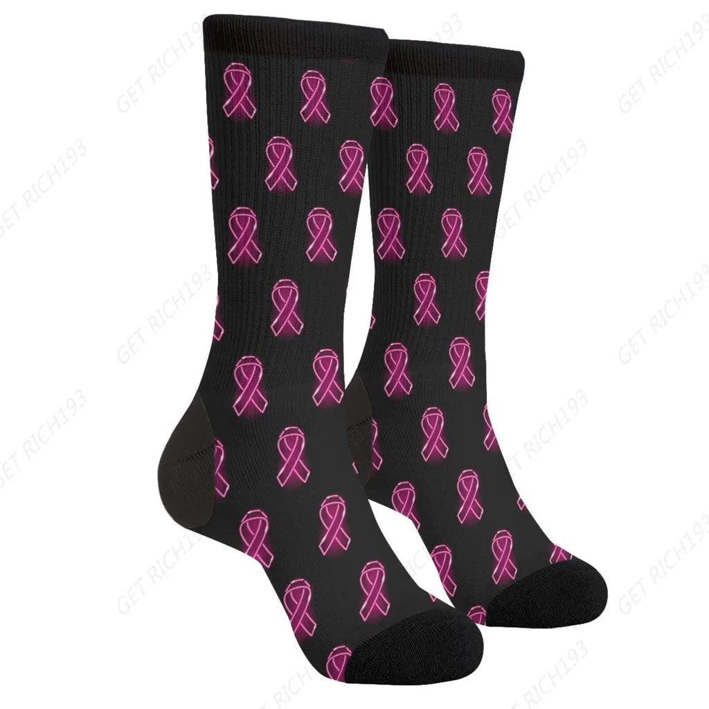 Ribbons Hearts Flowers Breast Cancer Socks