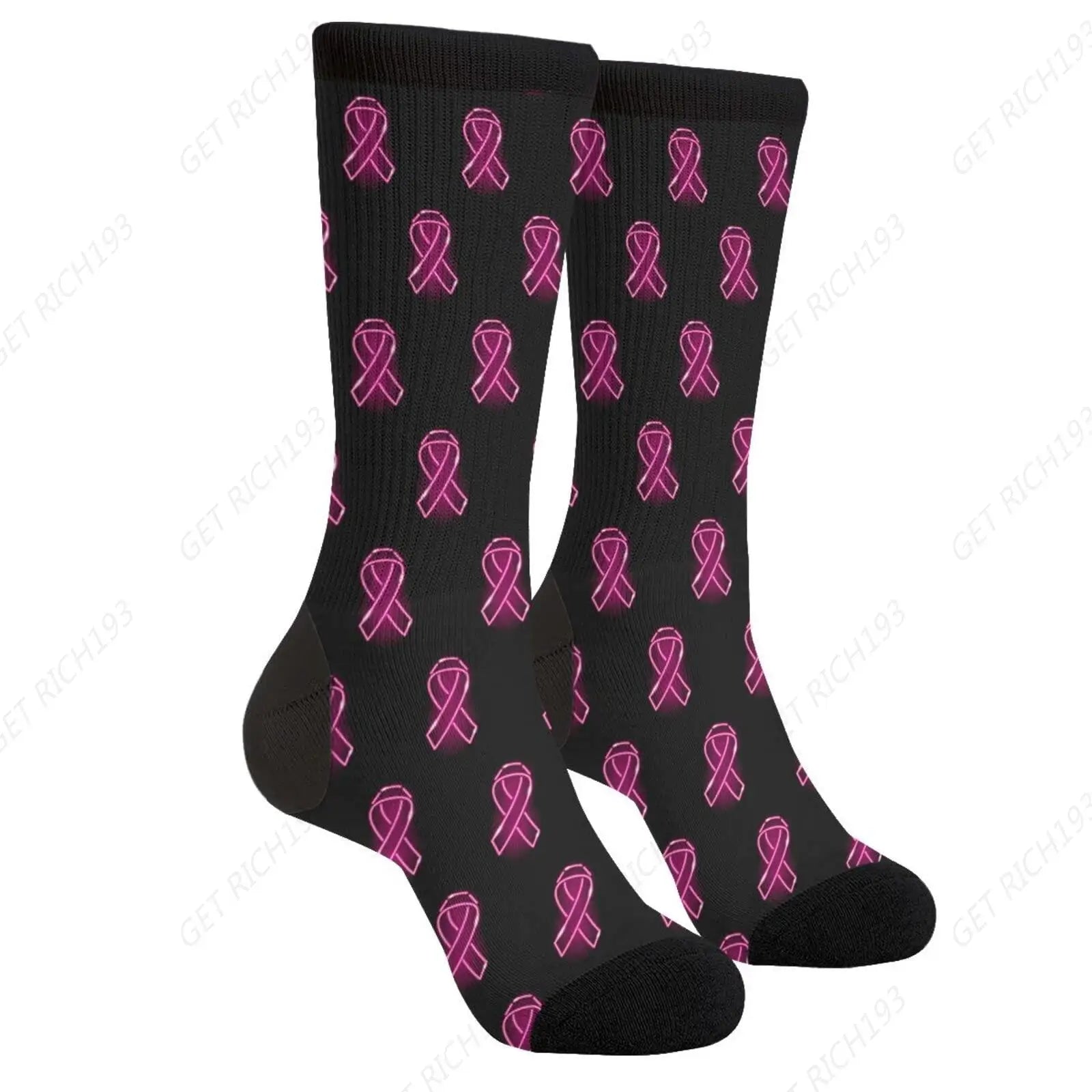 Ribbons Hearts Flowers Breast Cancer Socks
