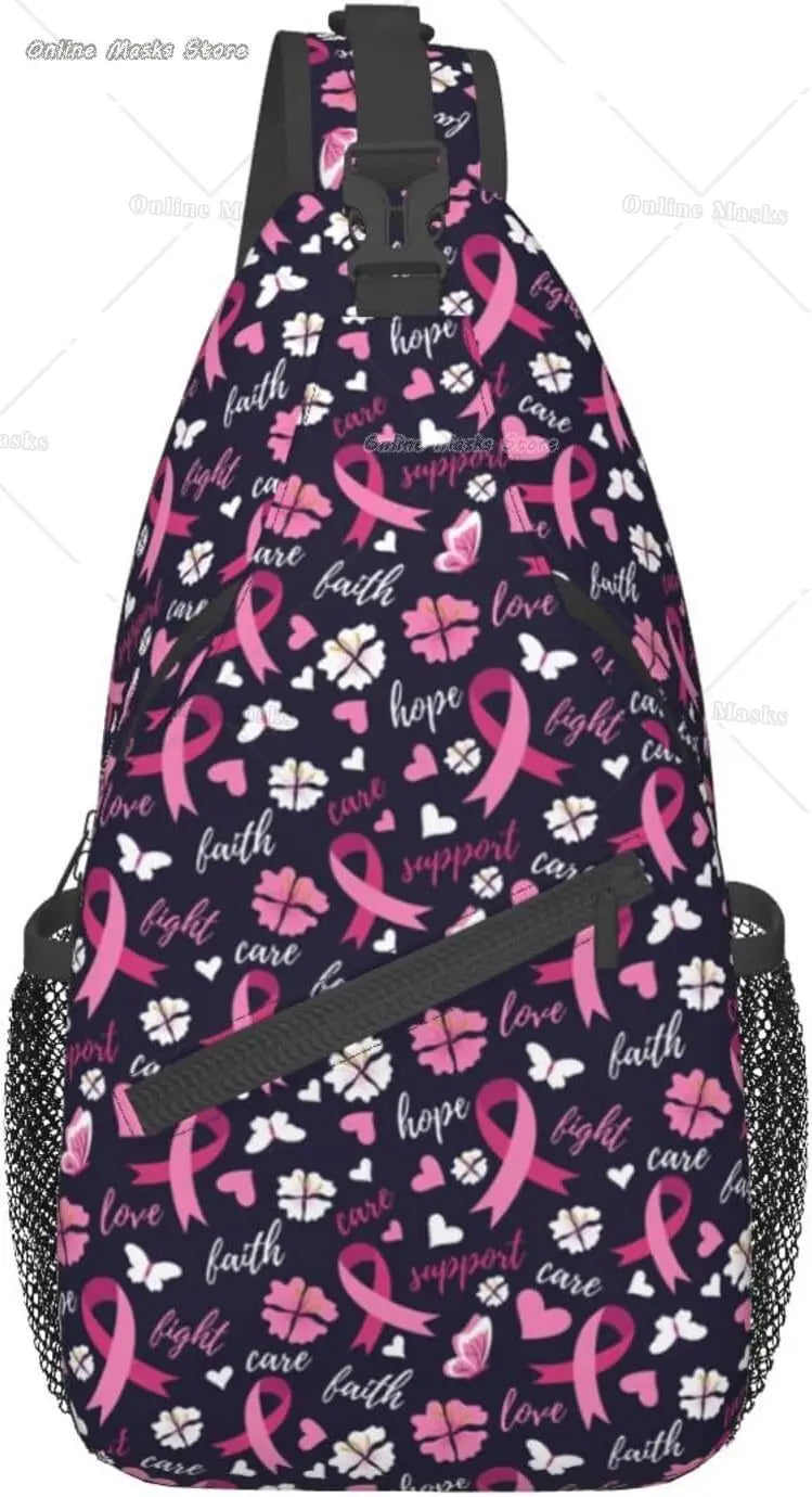 Breast Cancer Pink Awareness Sling Bag Backpack