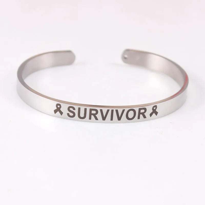 Breast Cancer Awareness Cuff Bracelet Fighter~Survivor
