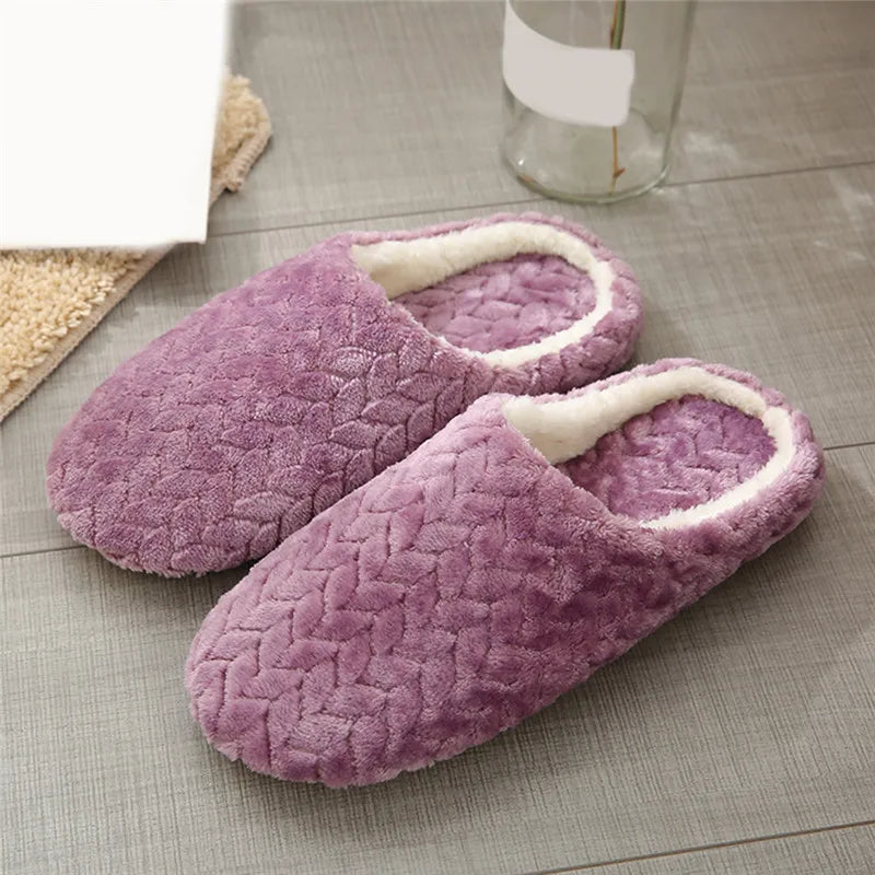 Comfy Warm Herringbone Weave Slippers