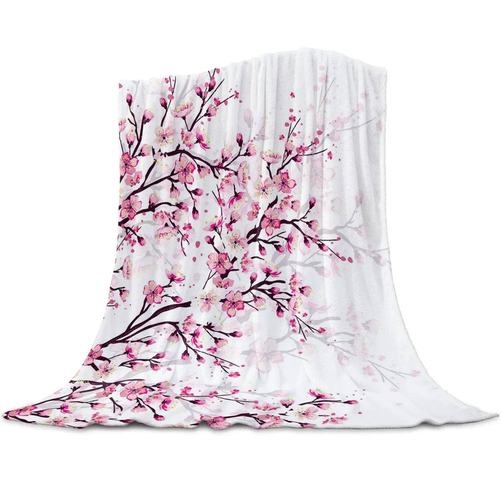 Cherry Blossoms or Plum Branches are Beautiful Year Round on these Snuggly Warm Blankets