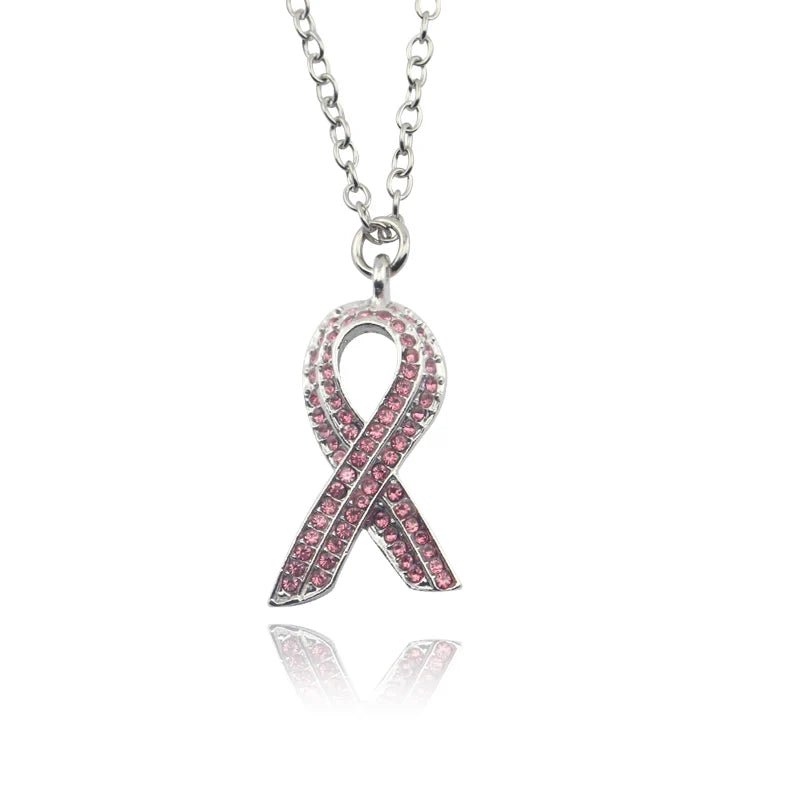 Breast Cancer Awareness Pink Ribbon Necklace