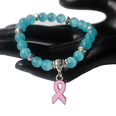Elegant Breast Cancer Pink Ribbon Bracelet