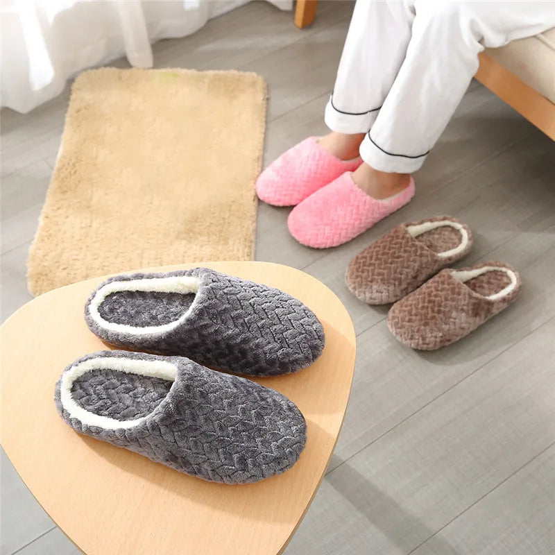 Comfy Warm Herringbone Weave Slippers