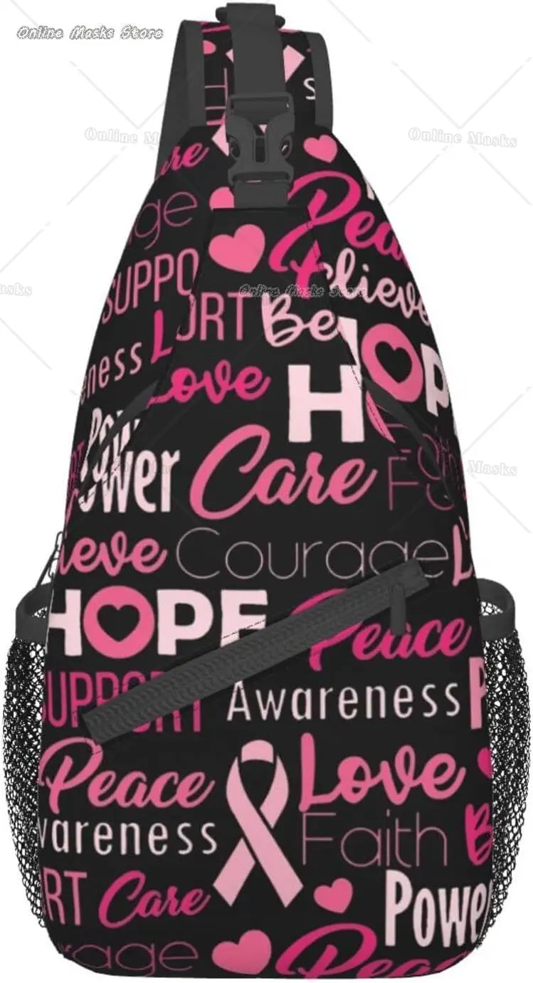 Breast Cancer Pink Awareness Sling Bag Backpack