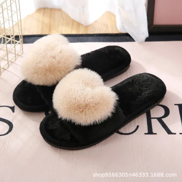Heart Pattern Non-slip Comfy Plush Slippers
