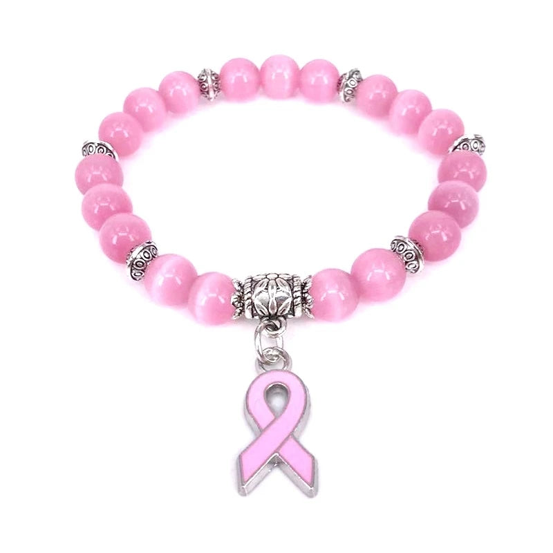 Elegant Breast Cancer Pink Ribbon Bracelet