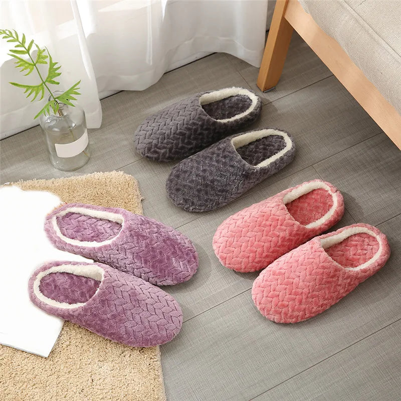 Comfy Warm Herringbone Weave Slippers