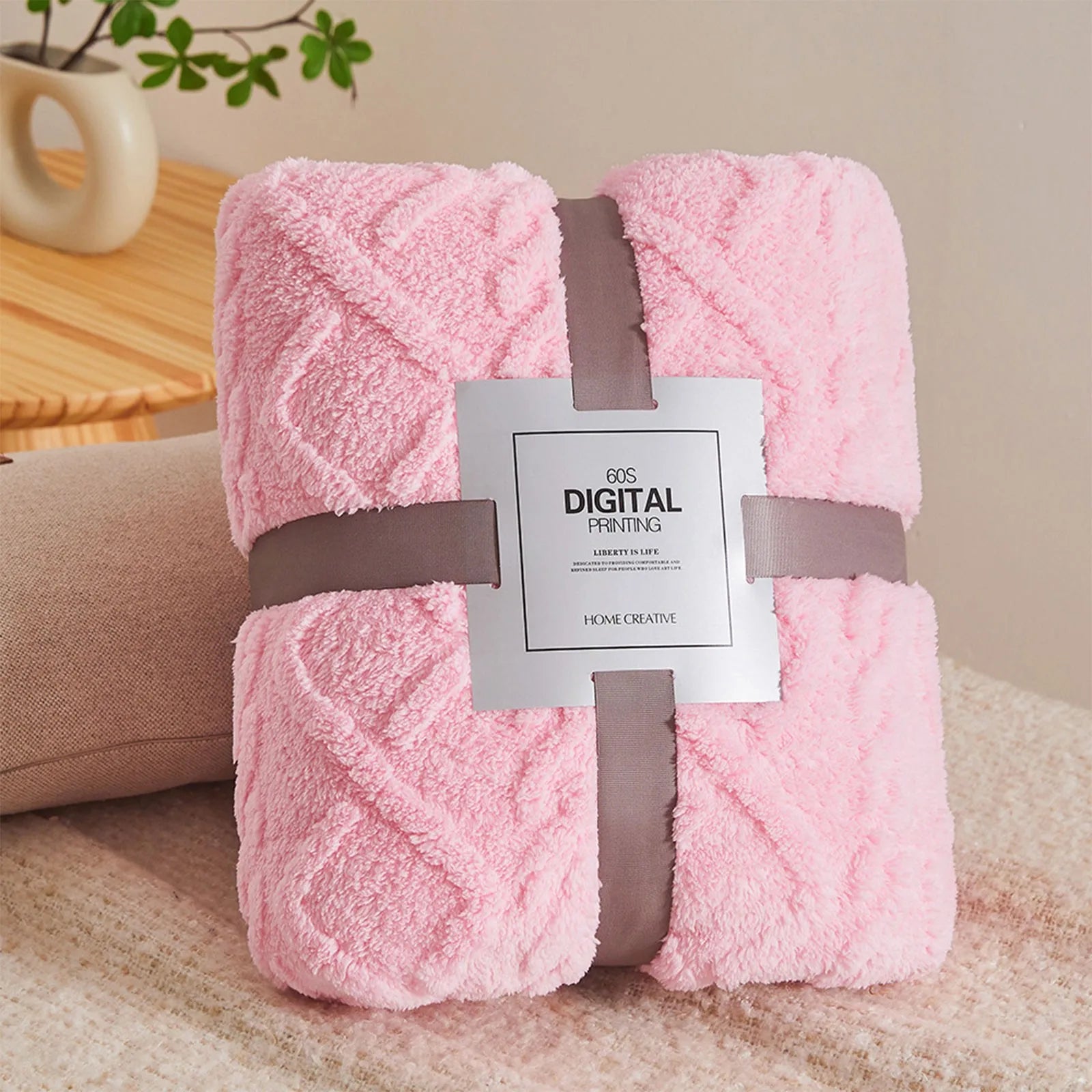 Cozy and wonderfully soft throw blanket. Warm and comfy!