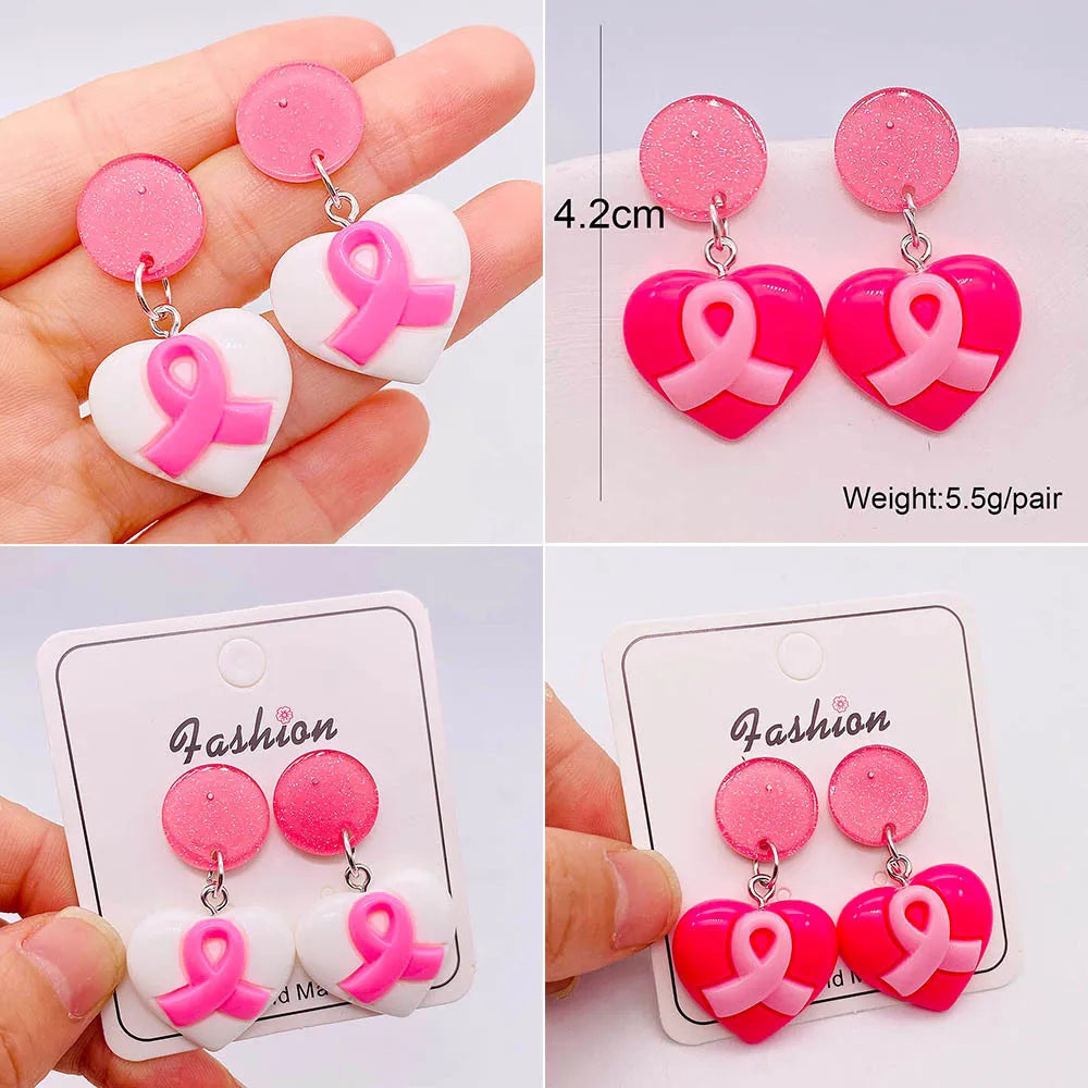 Breast Cancer Ribbon Earrings. Show your support by wearing these heartwarming earrings