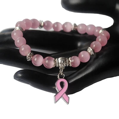 Elegant Breast Cancer Pink Ribbon Bracelet
