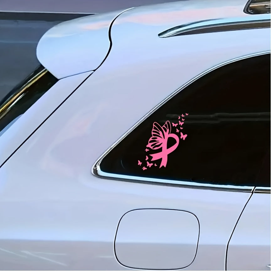 Butterfly Breast Cancer Ribbon Decal Sticker